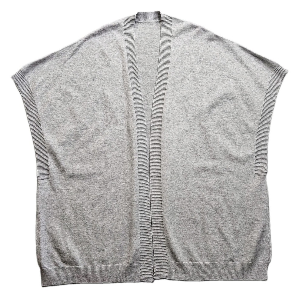 Womens Gray Open Front Cardigan Sweater Sleeveless XL Wrap